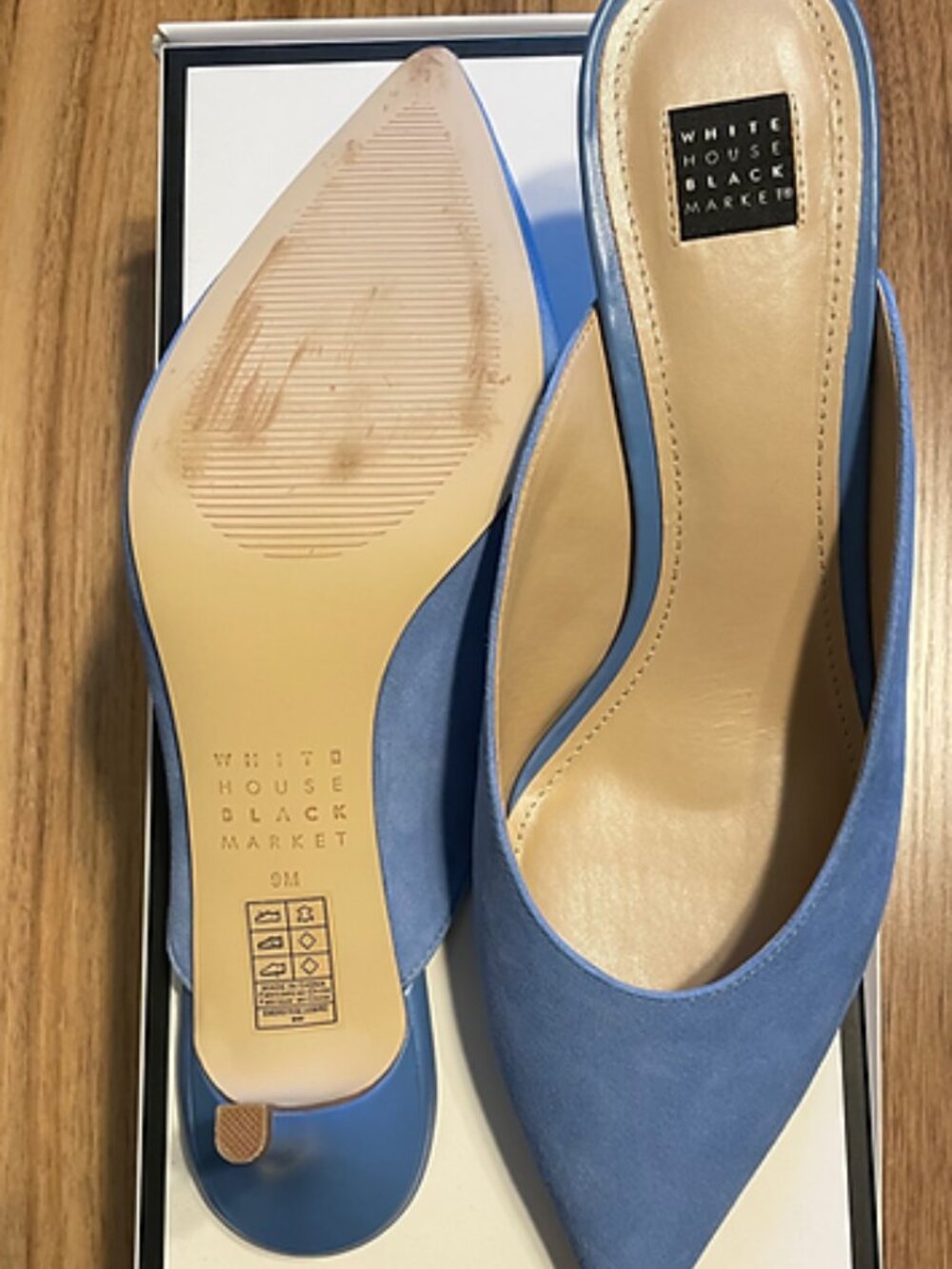 White House Black Market Blue Slides
